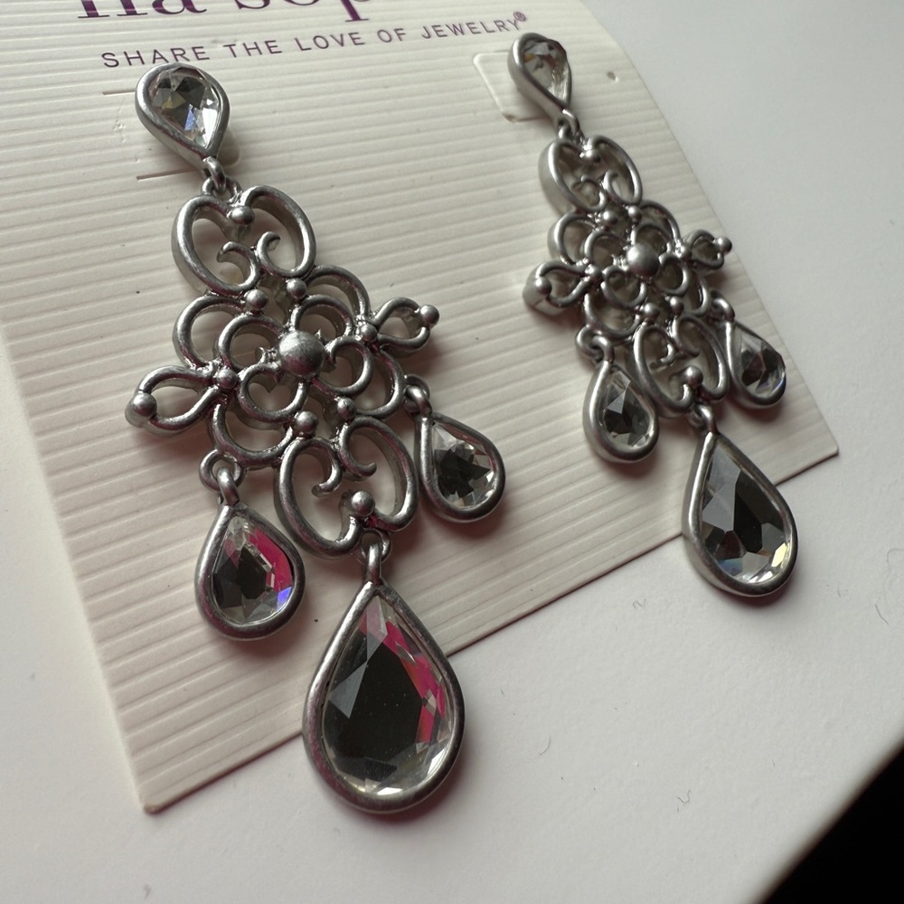 Lia Sophia Silver Chandelier Earrings - Picture 2 of 3